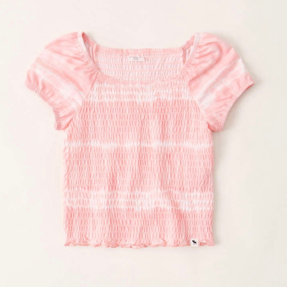 Smocked short-sleeve tee